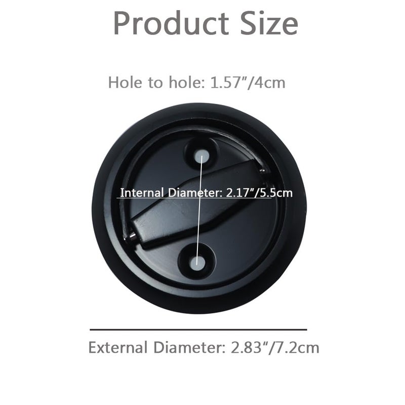 Hdtyyln 1pcs Round Recessed Pull, Recessed Door Knob, Cabinet Round Hidden Handle, Embeded Concealed Brushed Stainless Steel Handles for Modern Bedroom Door Drawer Wardrobe (Dumb Black) - Image 2